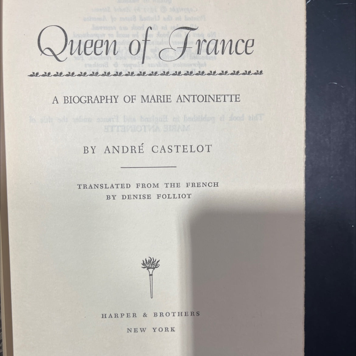 queen of france book, by andré castlelot, 1957 Hardcover image 2