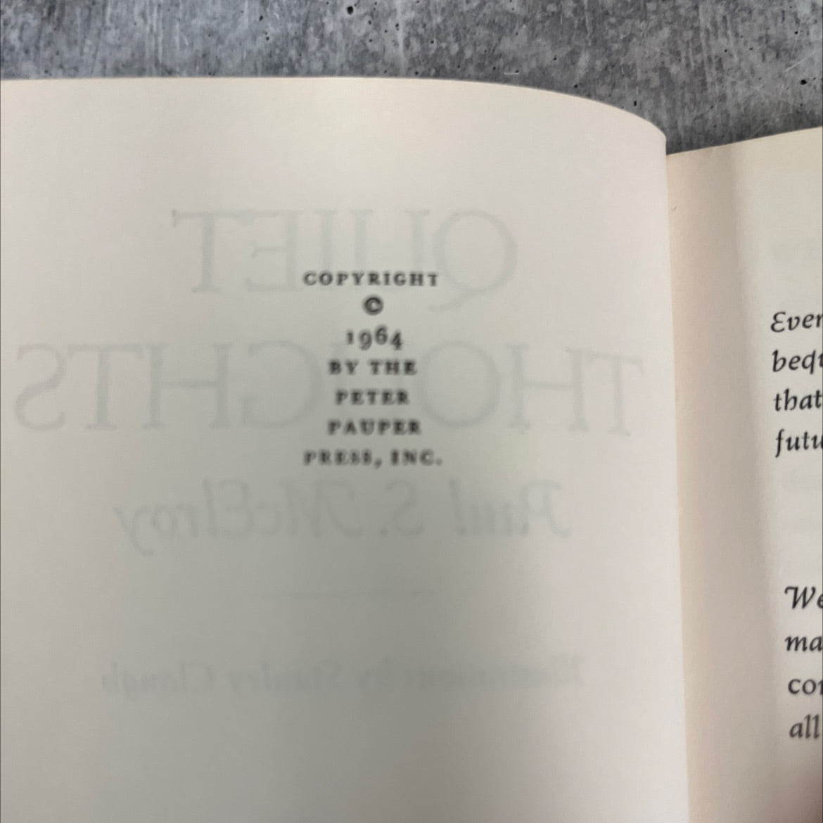 quiet thoughts book, by Paul S. McElroy, 1964 Hardcover image 3