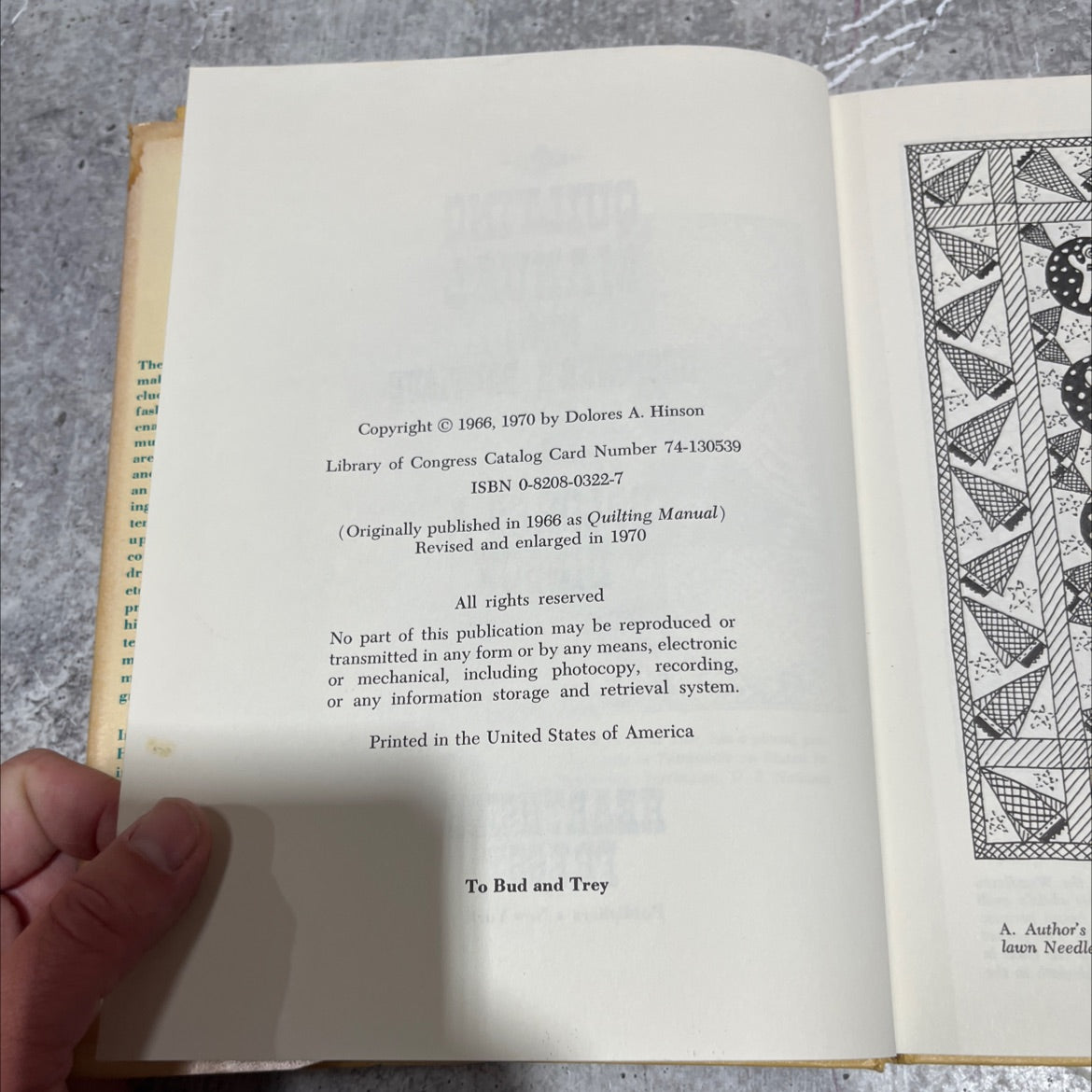 quilting manual designer's boutique book, by dolores a. hinson, 1970 Hardcover image 3