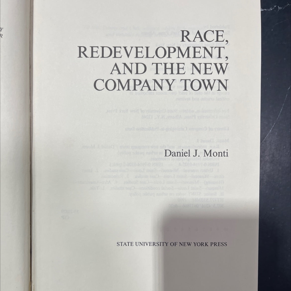 race, redevelopment, and the new company town book, by Daniel J. Monti, 1990 Hardcover image 2