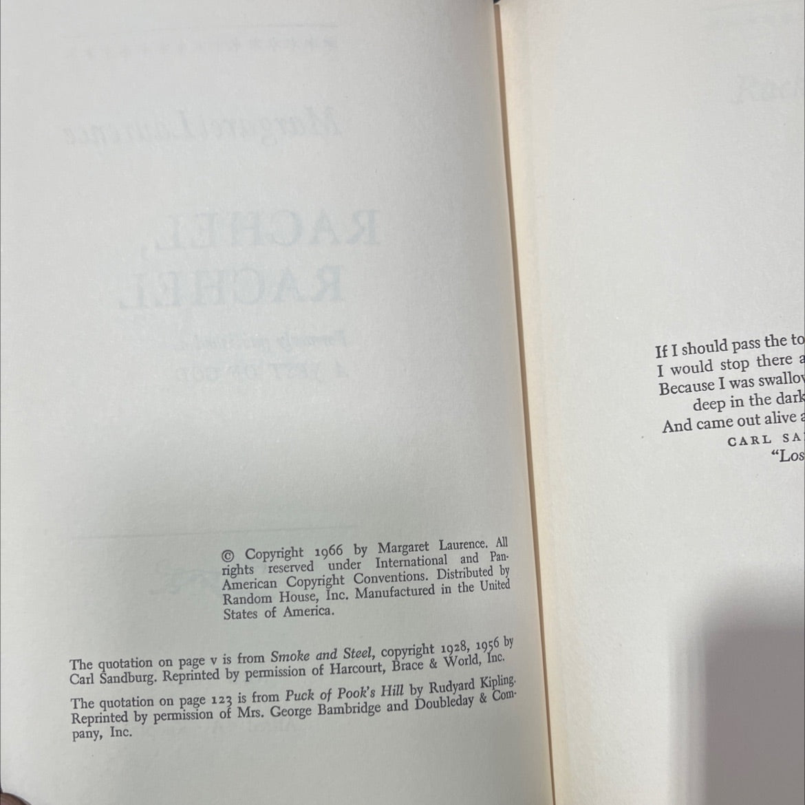 rachel, rachel book, by margaret laurence, 1966 Hardcover image 3