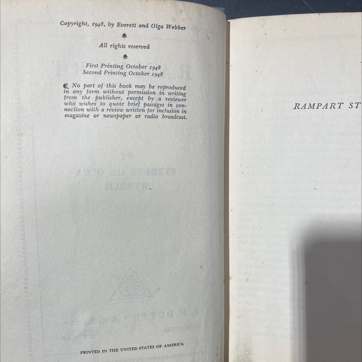 rampart street book, by everett and olga webber, 1948 Hardcover image 3