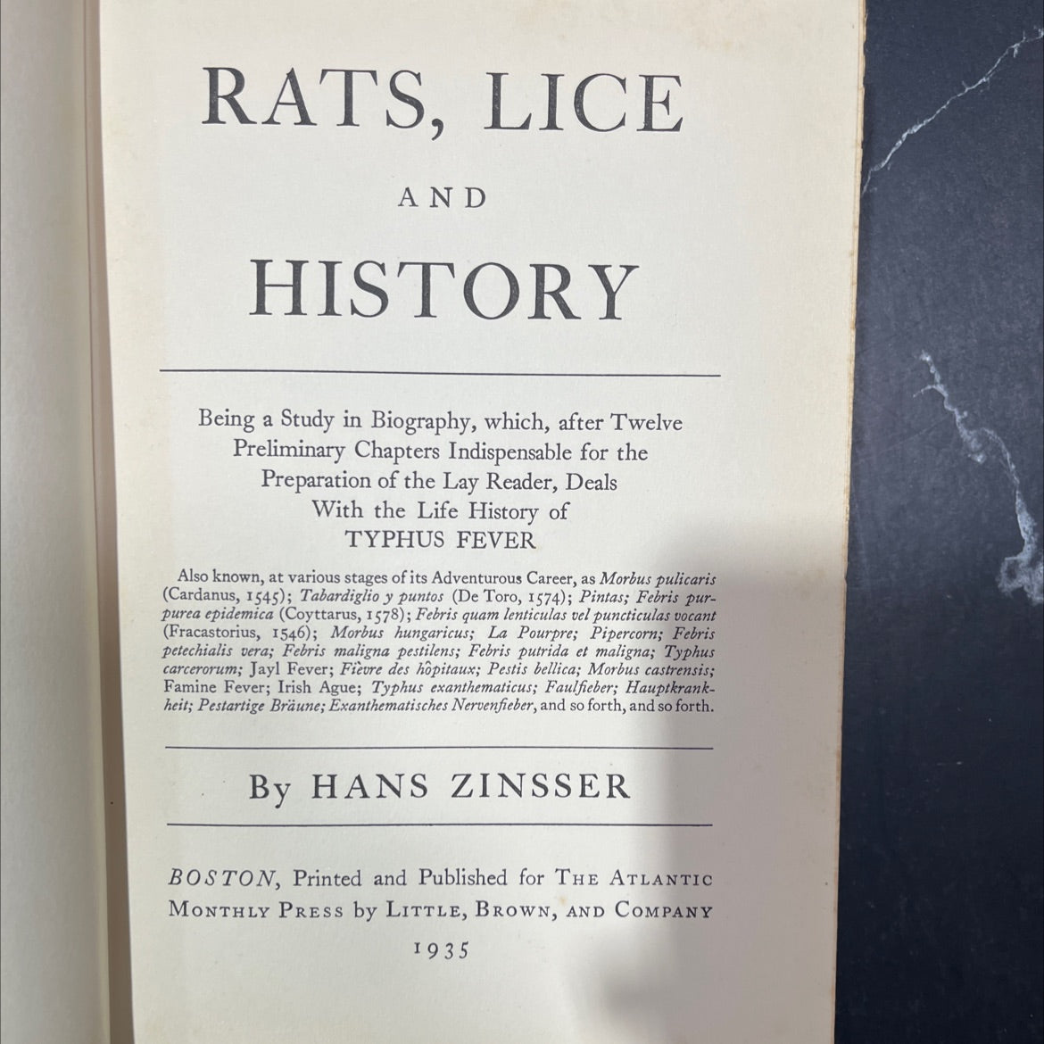 rats, lice and history being a study in biography book, by hans zinssser, 1935 Hardcover image 2