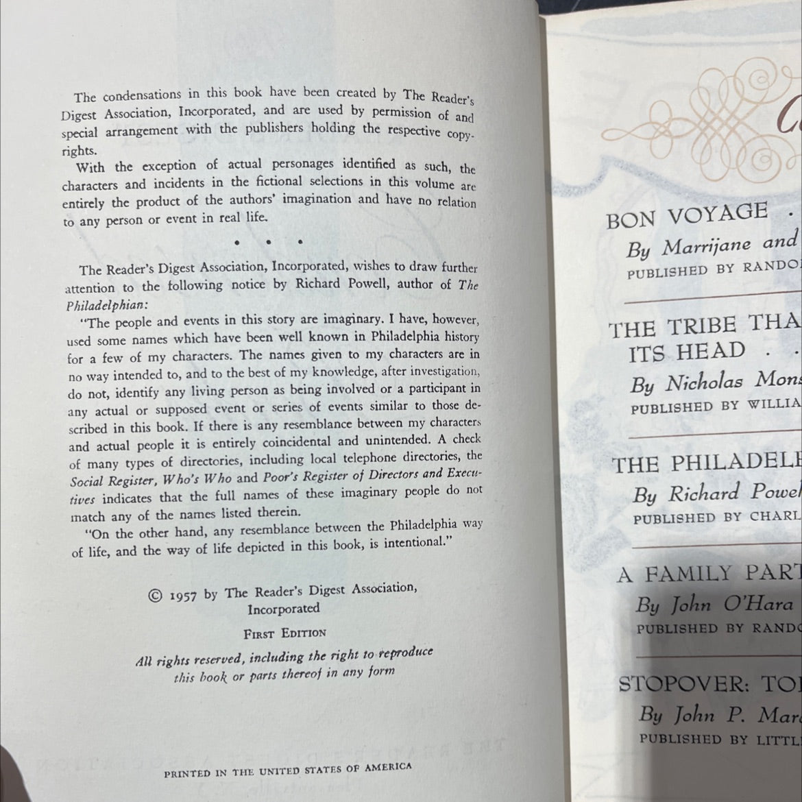 reader's digest condensed books volume 1 1957 winter selections book, by various, 1957 Hardcover image 3