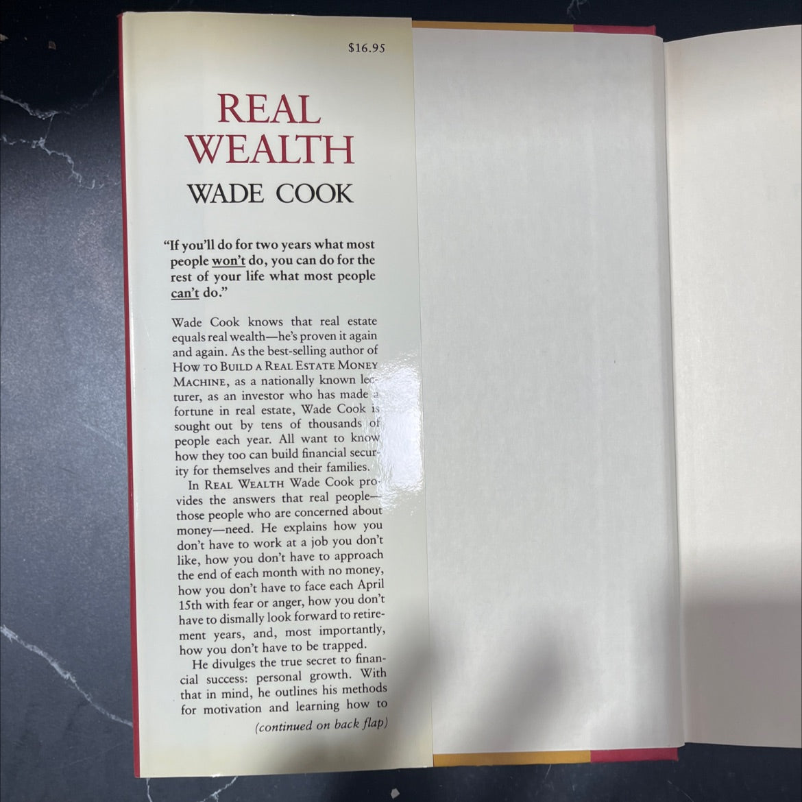 real wealth book, by wade cook, 1985 Hardcover image 4