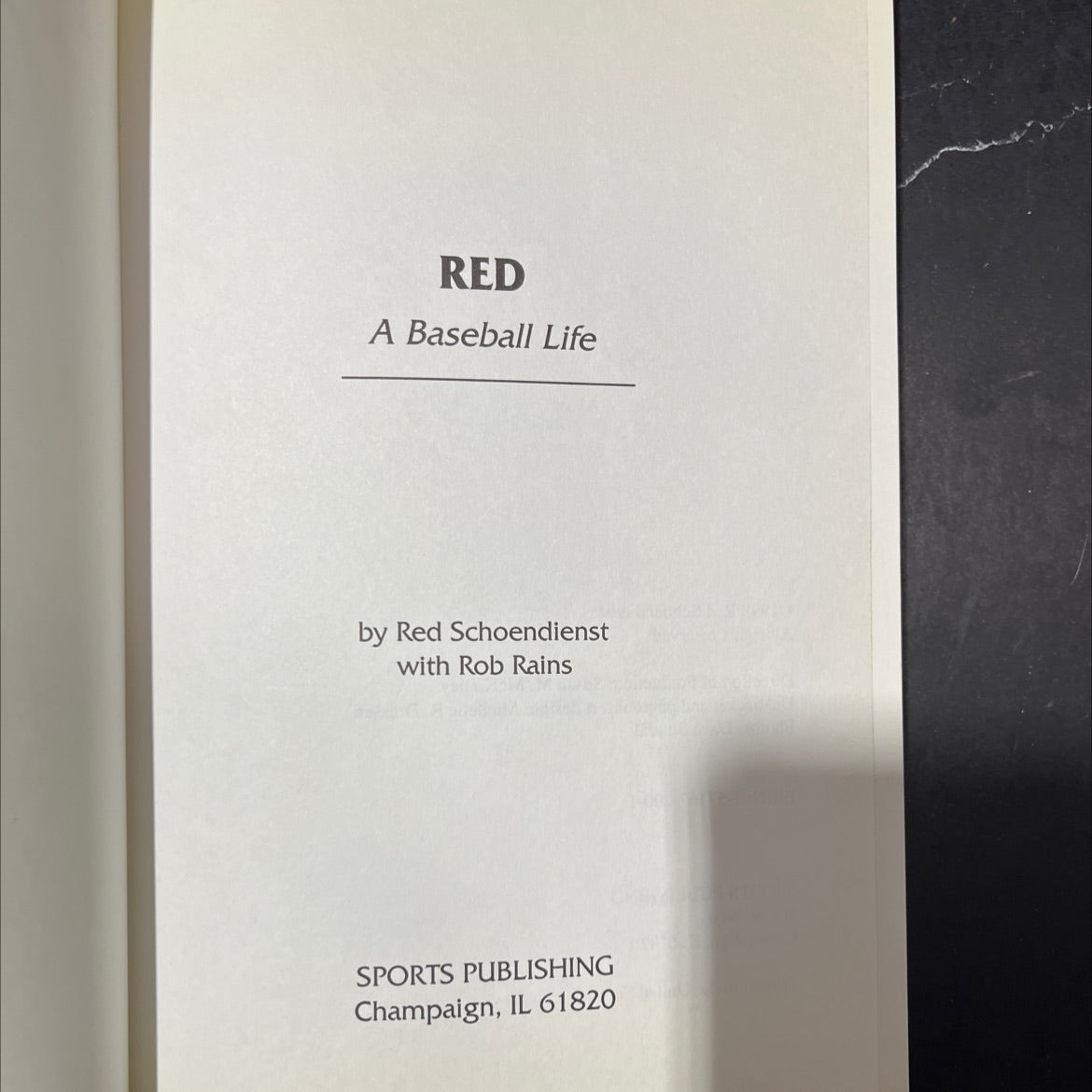 red a baseball life book, by Red Schoendienst with Rob Rains, 1998 Hardcover image 2