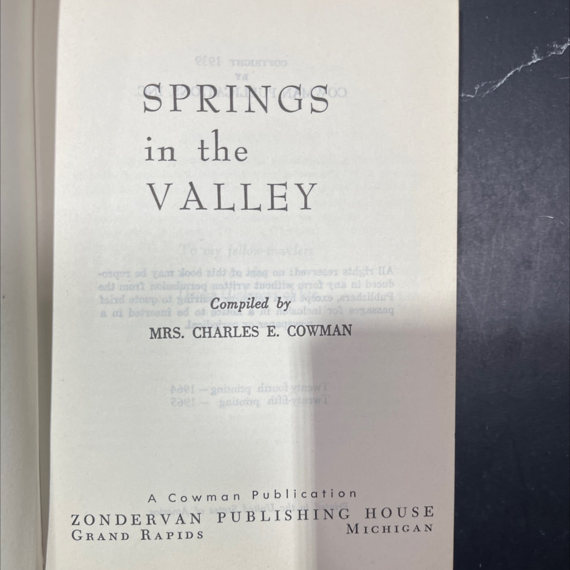 reef thoday soo ya springs in the valley book, by mrs. charles e. cowman, 1939 Hardcover image 2