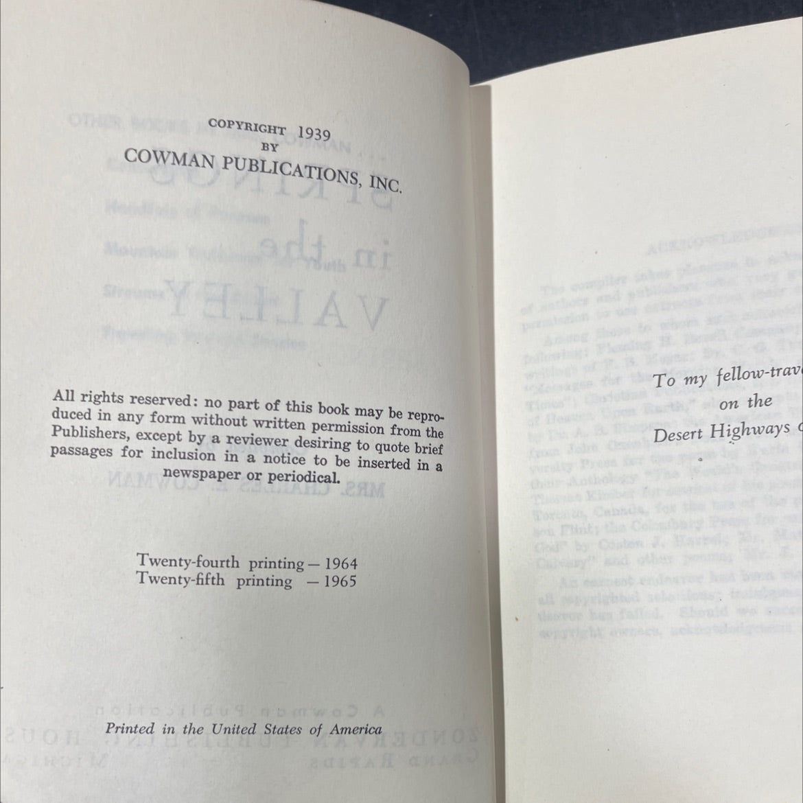 reef thoday soo ya springs in the valley book, by mrs. charles e. cowman, 1939 Hardcover image 3