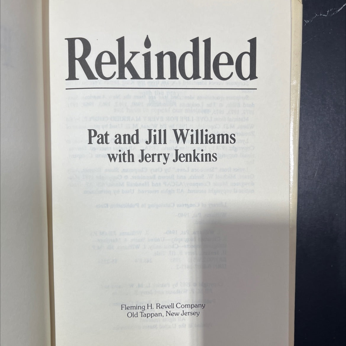 rekindled book, by Pat Williams, Jill Williams, Jerry Jenkins, 1985 Hardcover image 2