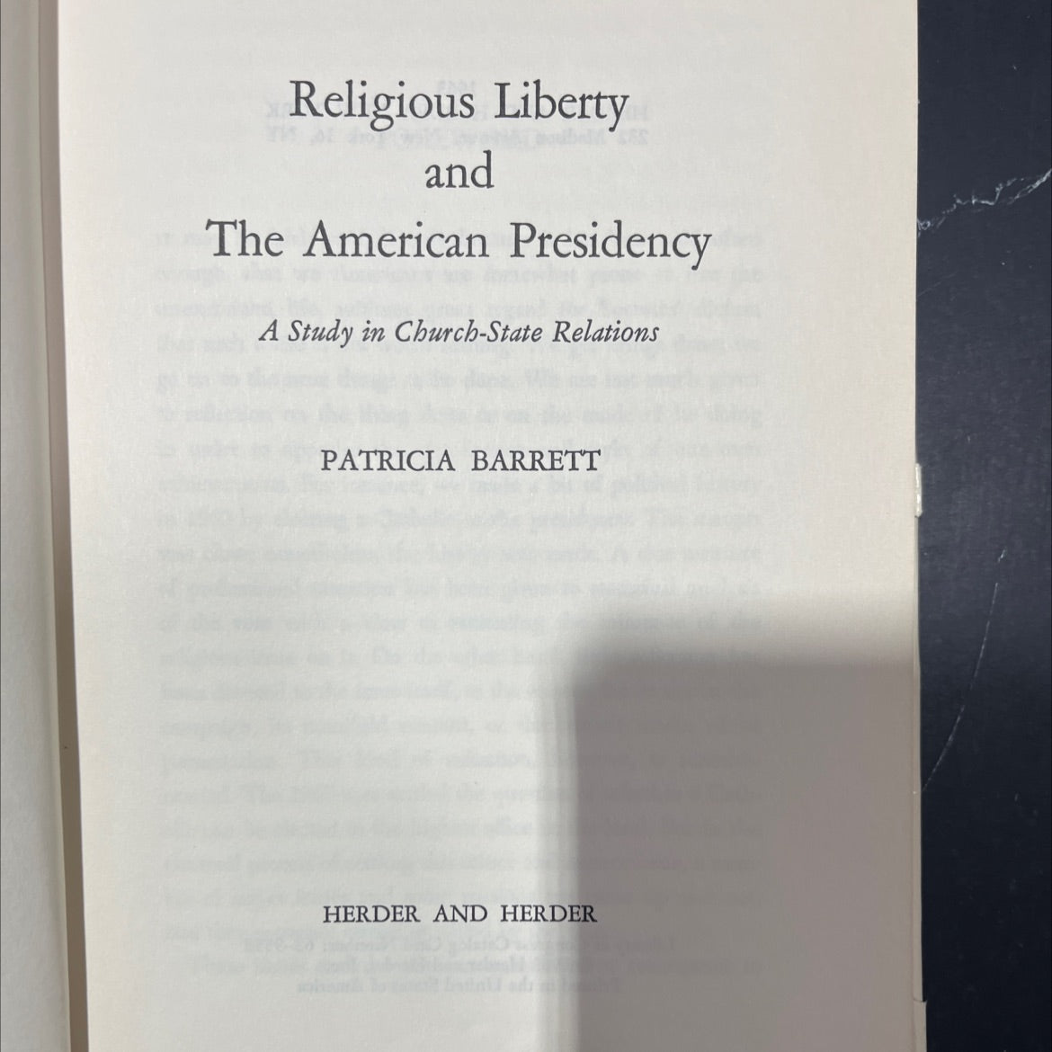 religious liberty and the american presidency a study in church-state relations book, by patricia barrett, 1963 image 2