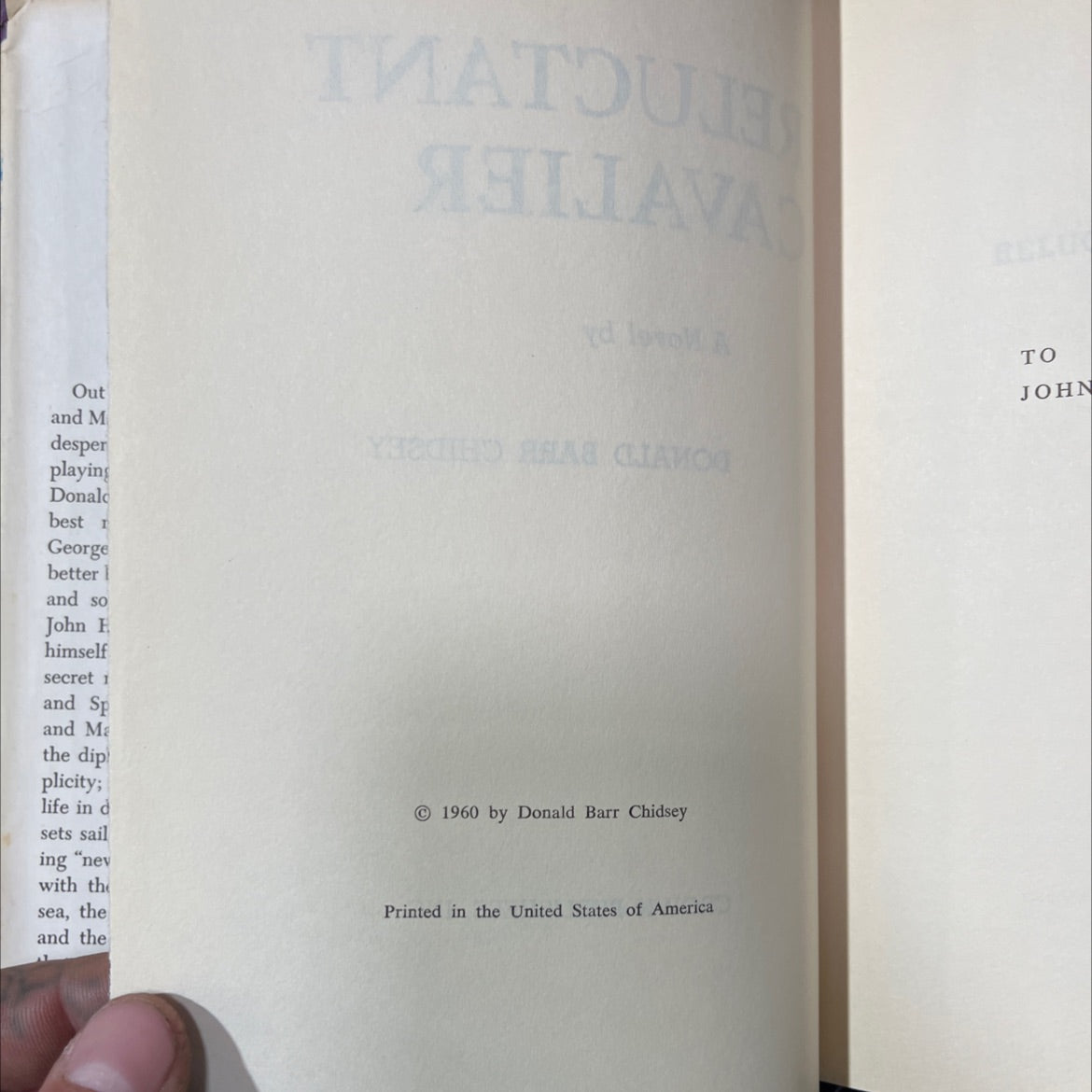 reluctant cavalier book, by osby donald barr chidsey, 1960 Hardcover image 3