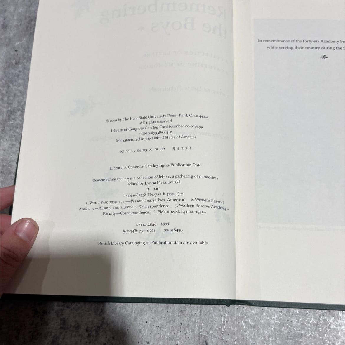 remembering the boys: a collection of letters, a gathering of memories book, by Lynna Piekutowski, 2000 Hardcover image 3