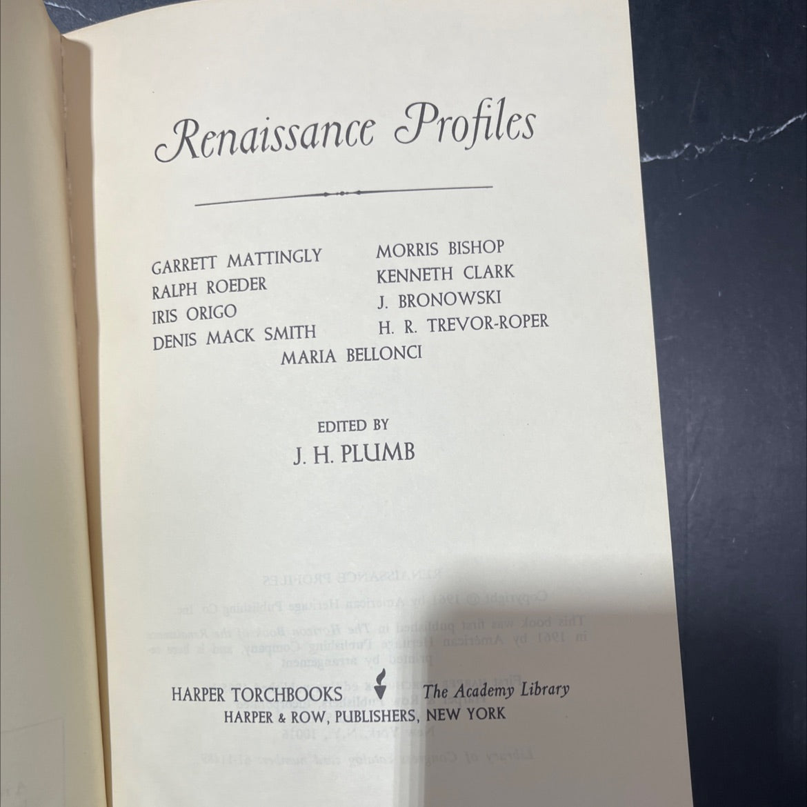 renaissance profiles book, by j. h. plumb (editor), 1965 Hardcover image 2