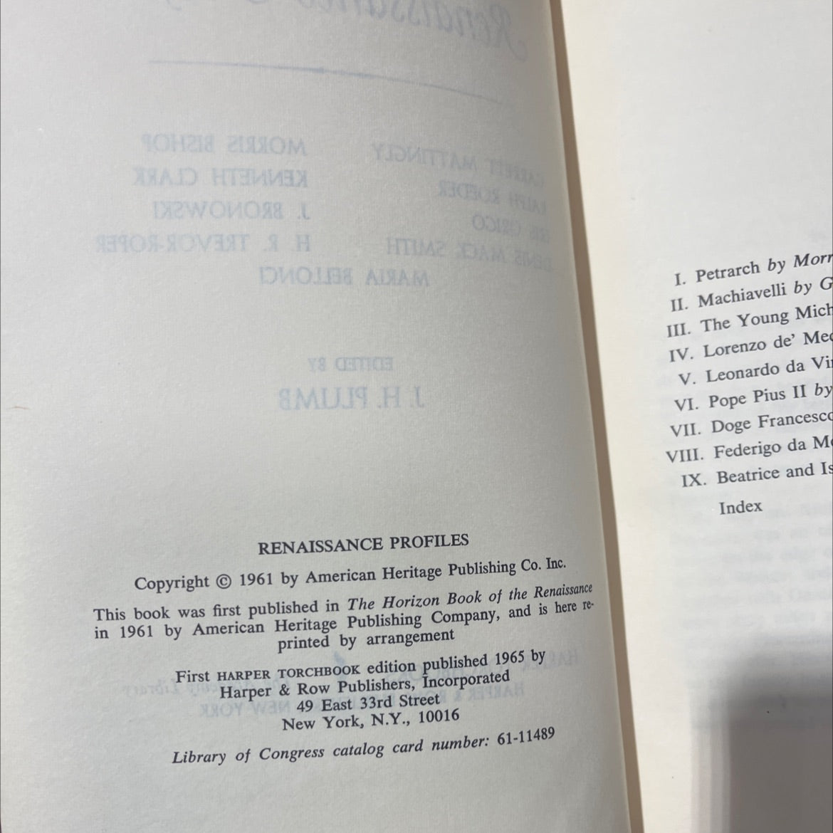 renaissance profiles book, by j. h. plumb (editor), 1965 Hardcover image 3