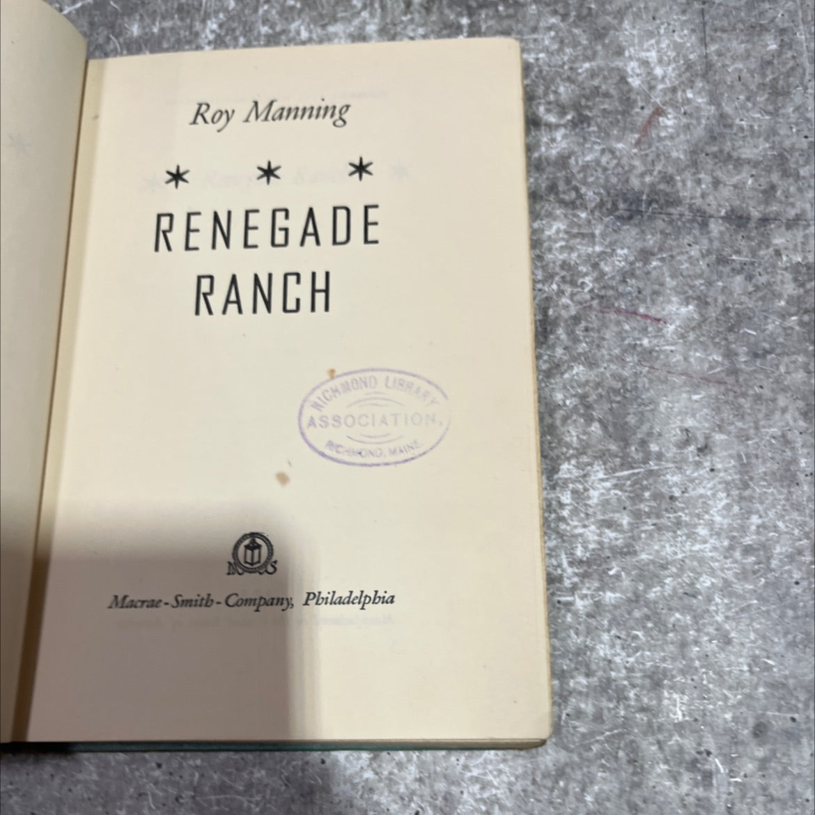 renegade ranch book, by Roy Manning, 1948 Hardcover image 2