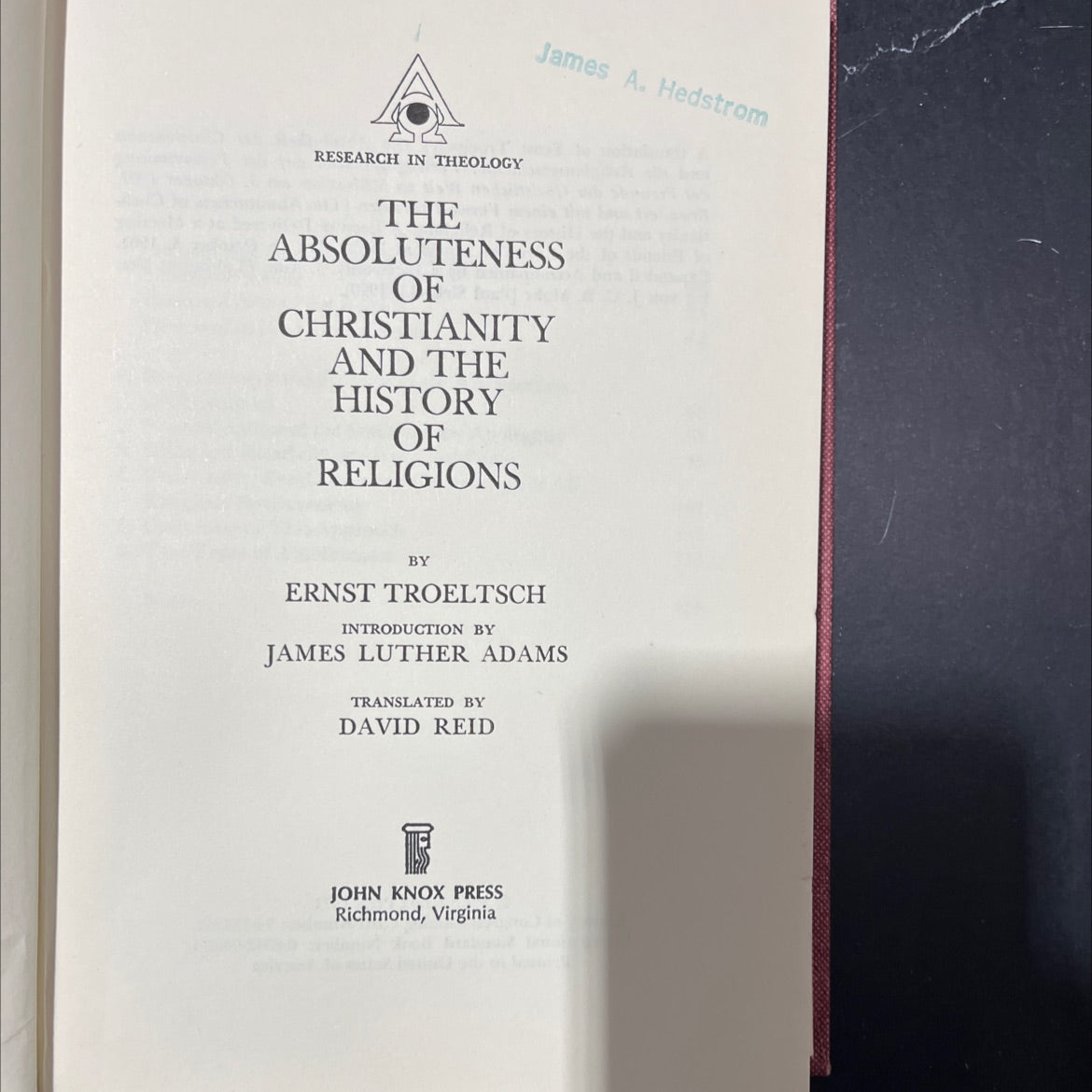 research in theology the absoluteness of christianity and the history of religions by ernst troeltsch book, by ernst image 2