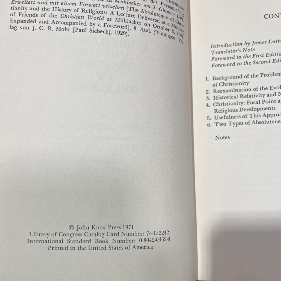 research in theology the absoluteness of christianity and the history of religions book, by ernst troeltsch, 1971 image 3