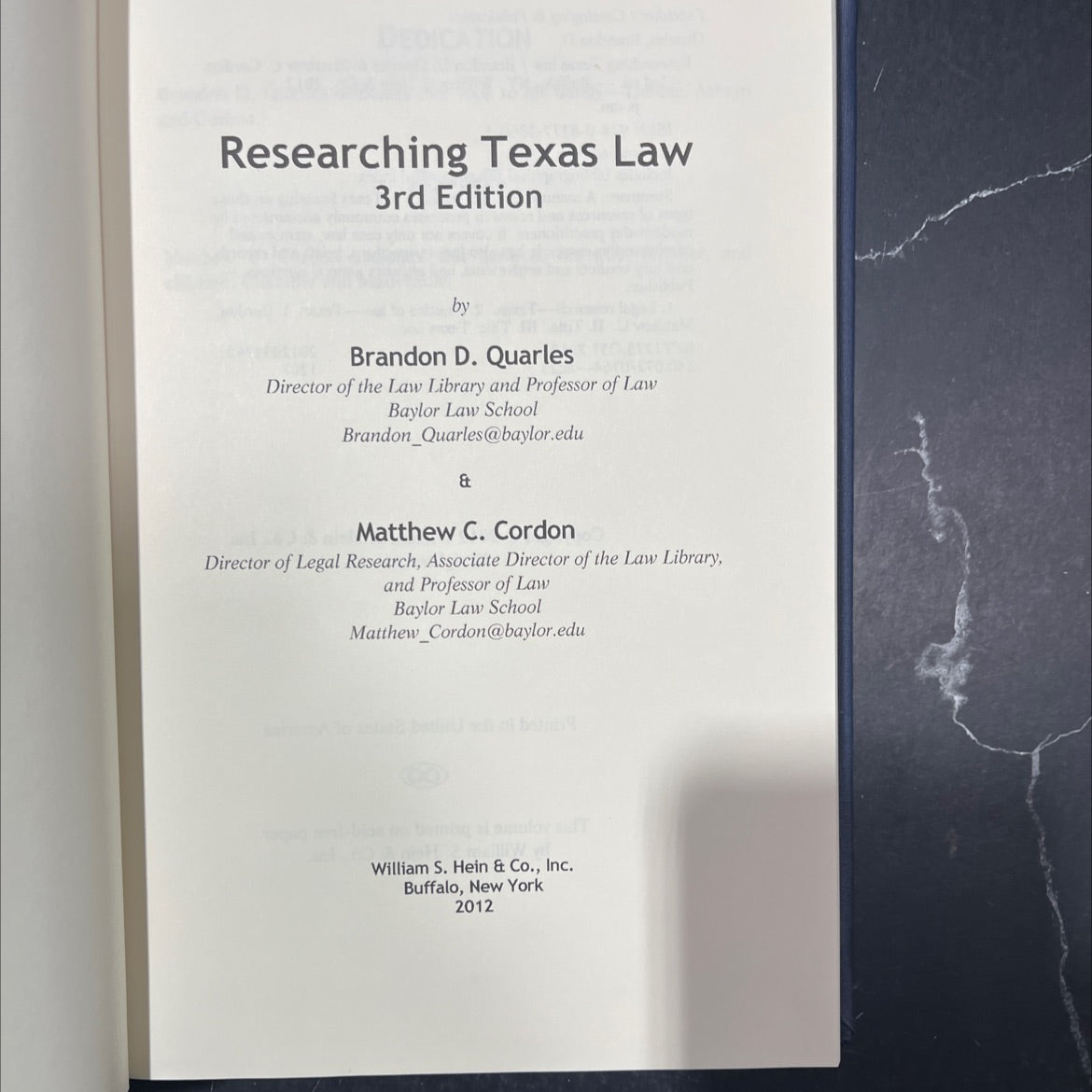 researching texas law book, by brandon d. quarles, matthew c. cordon, 2012 Hardcover image 2