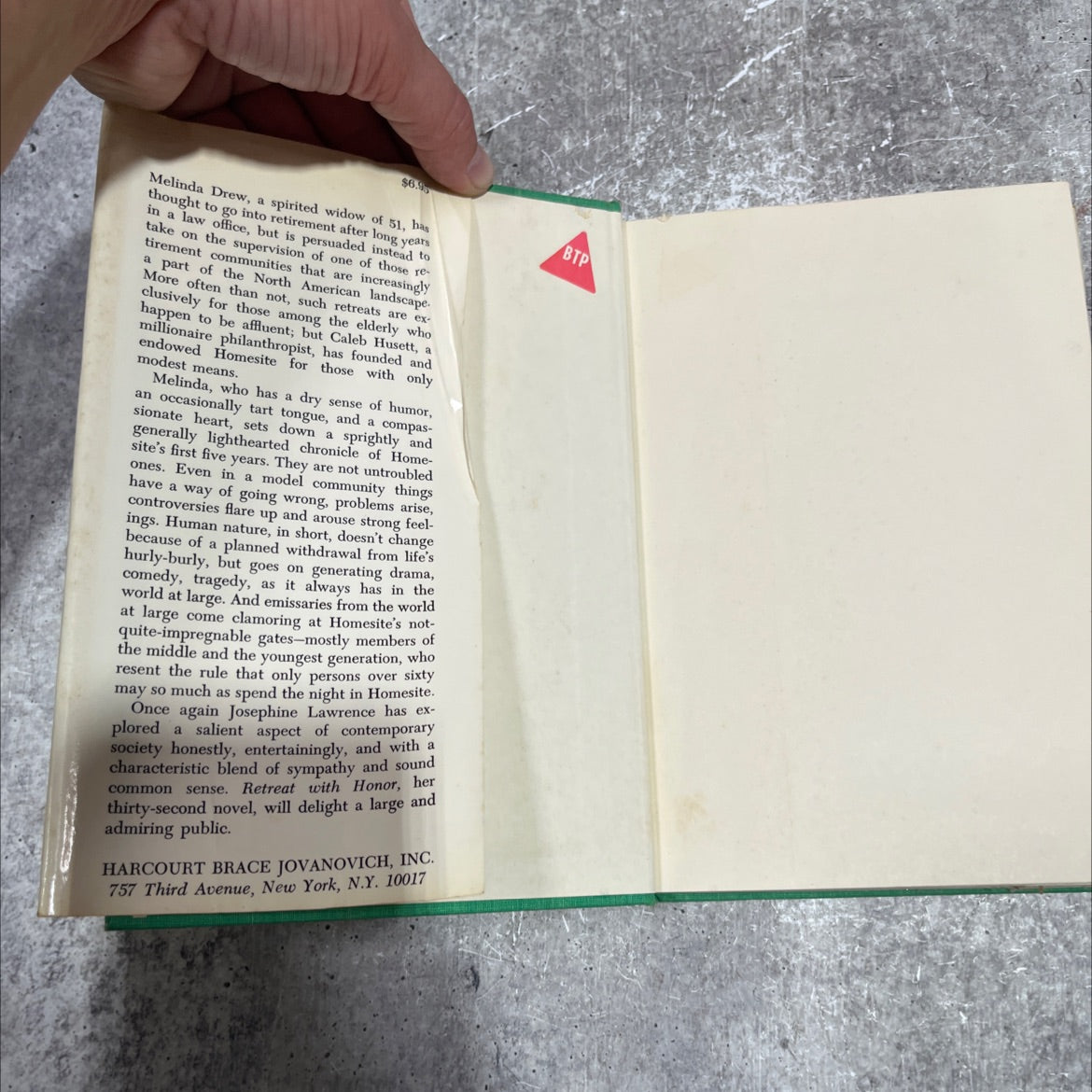 retreat with honor book, by josephine lawrence, 1973 Hardcover image 4