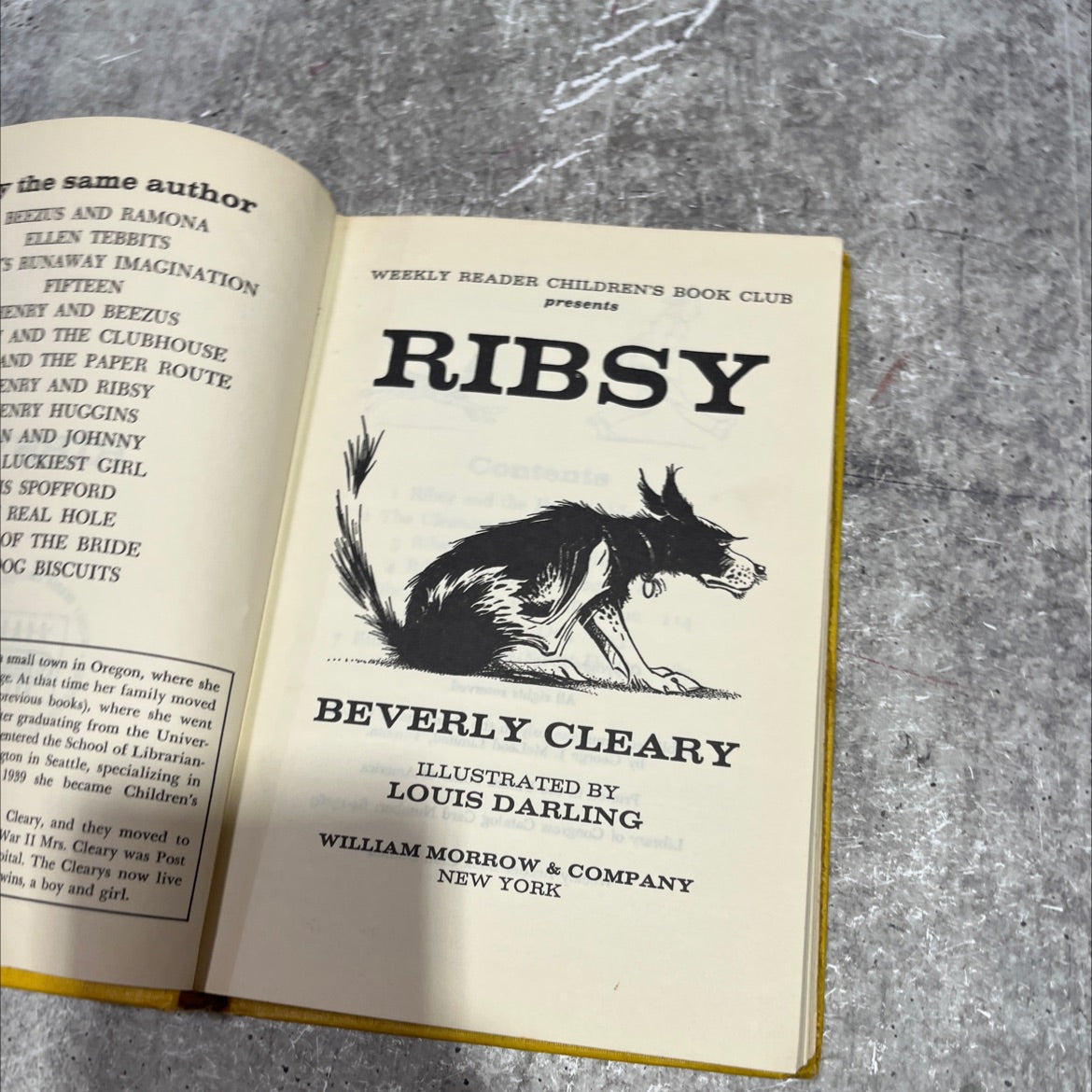 ribsy book, by beverly cleary, 1964 Hardcover image 2