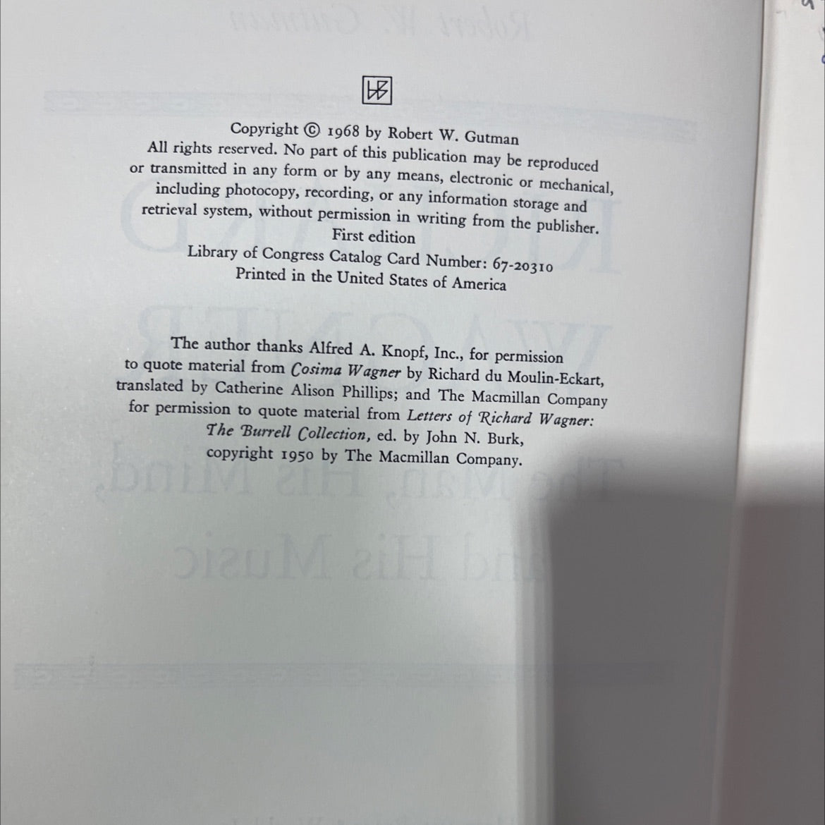 richard wagner the man, his mind, and his music book, by robert w. gutman, 1968 Hardcover image 3