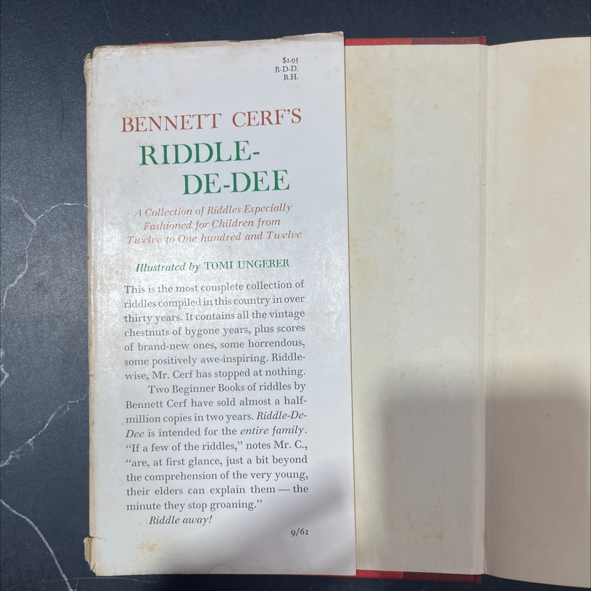 riddle de-dee 458 count them-458 riddles old and new for children from 12 to 112 book, by bennett cerf, 1962 Hardcover image 4