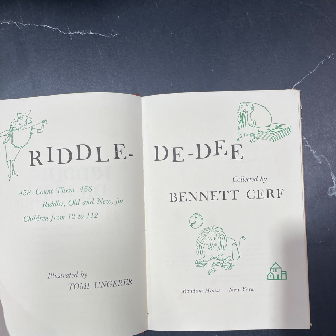riddle de-dee 458 count them-458 riddles old and new for children from 12 to 112 book, by bennett cerf, 1962 Hardcover image 2