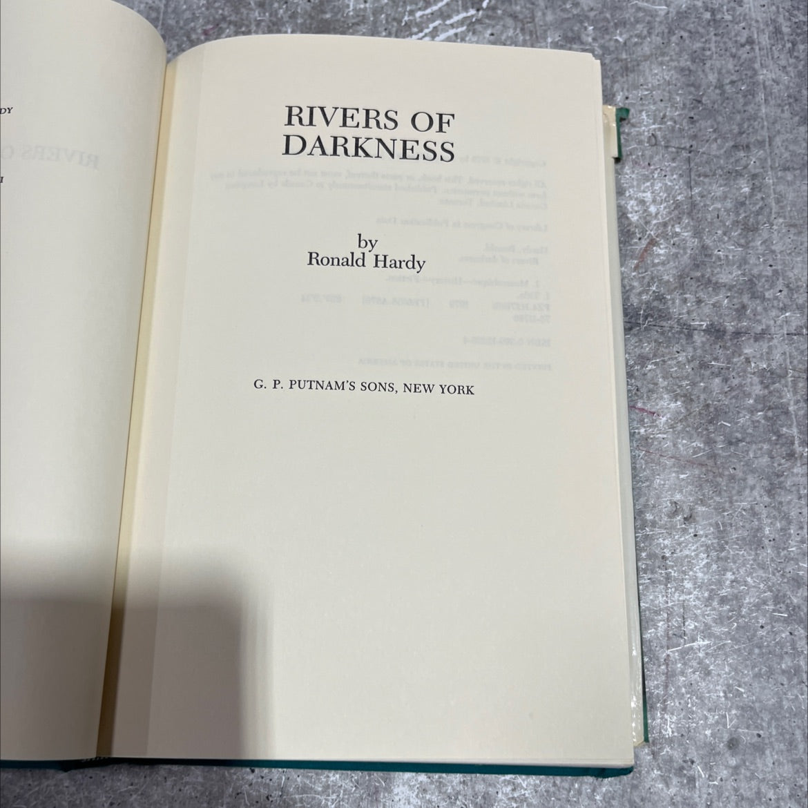 rivers of darkness book, by Ronald Hardy, 1979 Hardcover image 2
