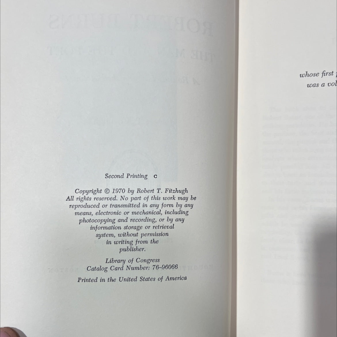 robert burns the man and the poet a round unvarnished account book, by robert t. fitzhugh, 1970 Hardcover image 3