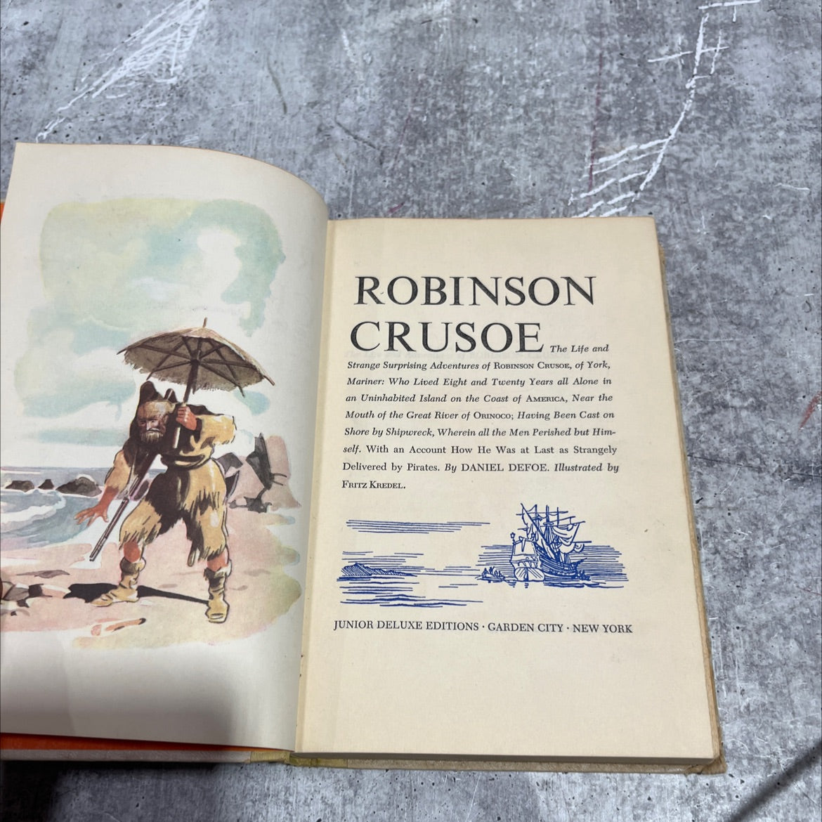 robinson crusoe book, by daniel defoe, 1945 Hardcover image 2