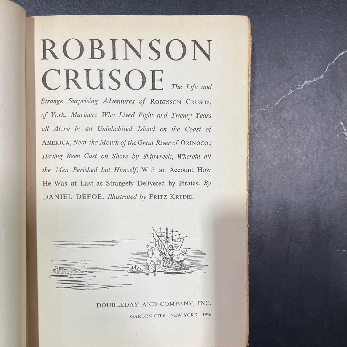 robinson crusoe book, by daniel defoe, 1946 Hardcover image 2