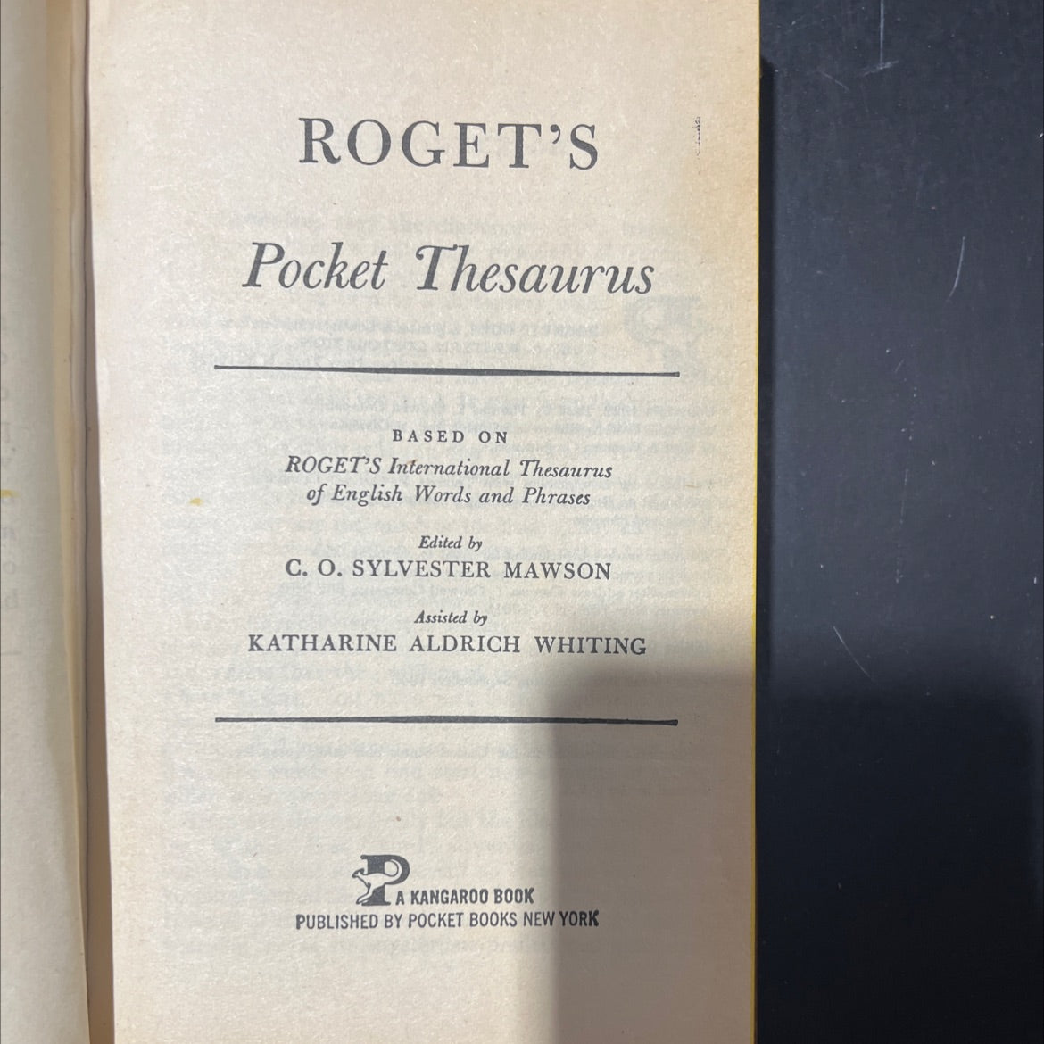 roget's pocket thesaurus book, by c. o. sylvester mawson, 1946 Hardcover image 2