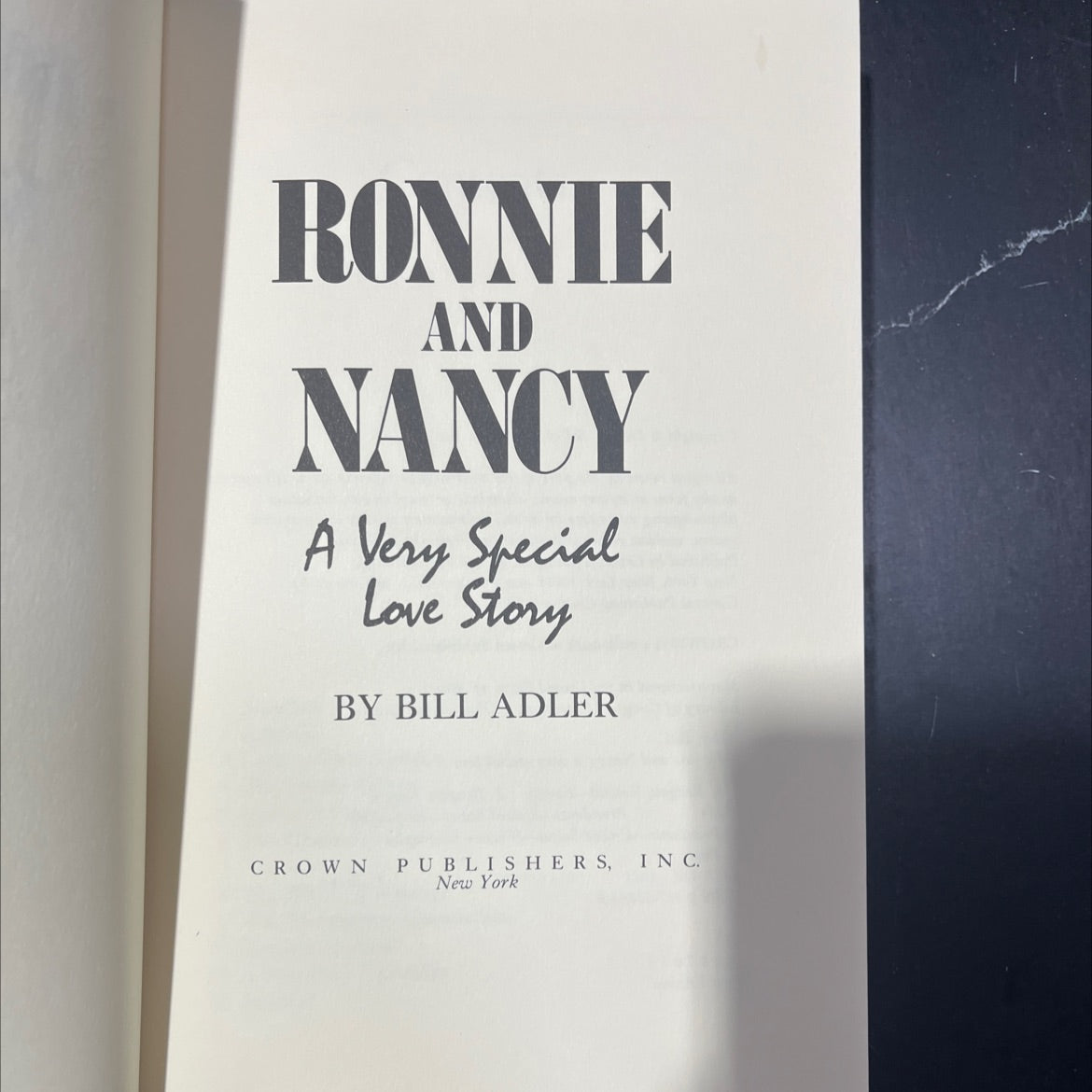 ronnie and nancy a very special love story book, by bill adler, 1985 Hardcover image 2