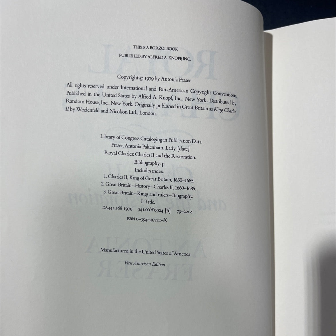 royal charles: charles ii and the restoration book, by antonia fraser, 1979 Hardcover image 3