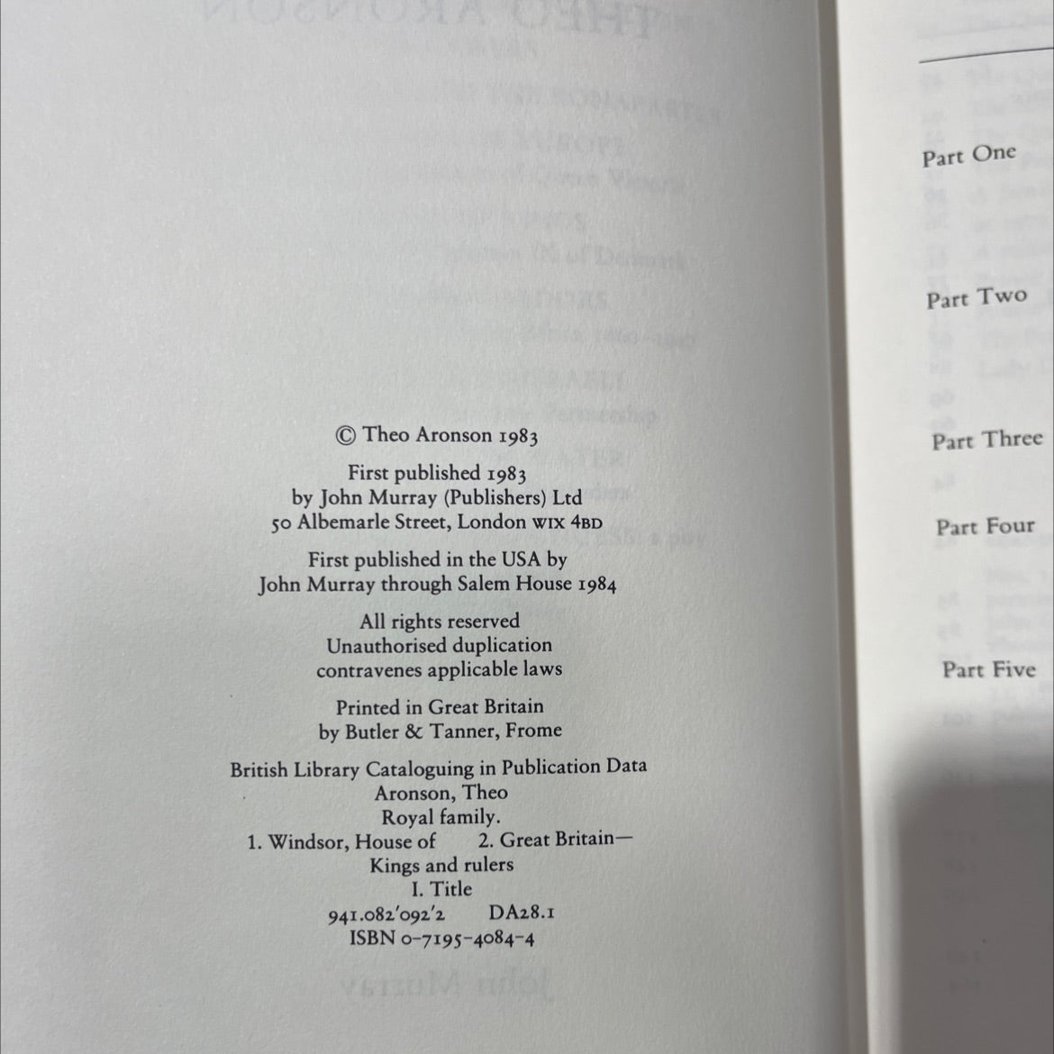 royal family years of transition book, by theo aronson, 1984 Hardcover image 3