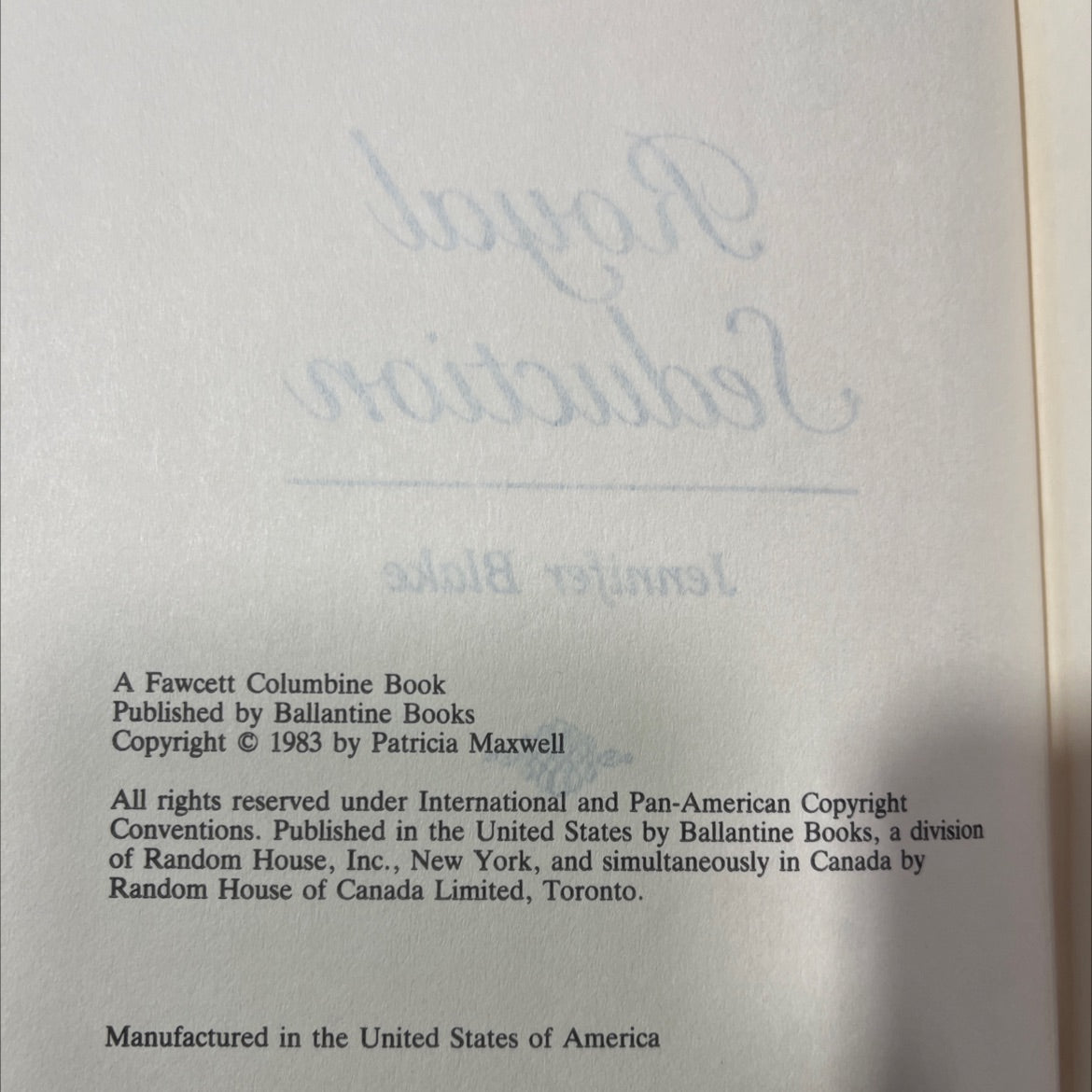 royal seduction book, by Jennifer Blake, 1983 Hardcover image 3