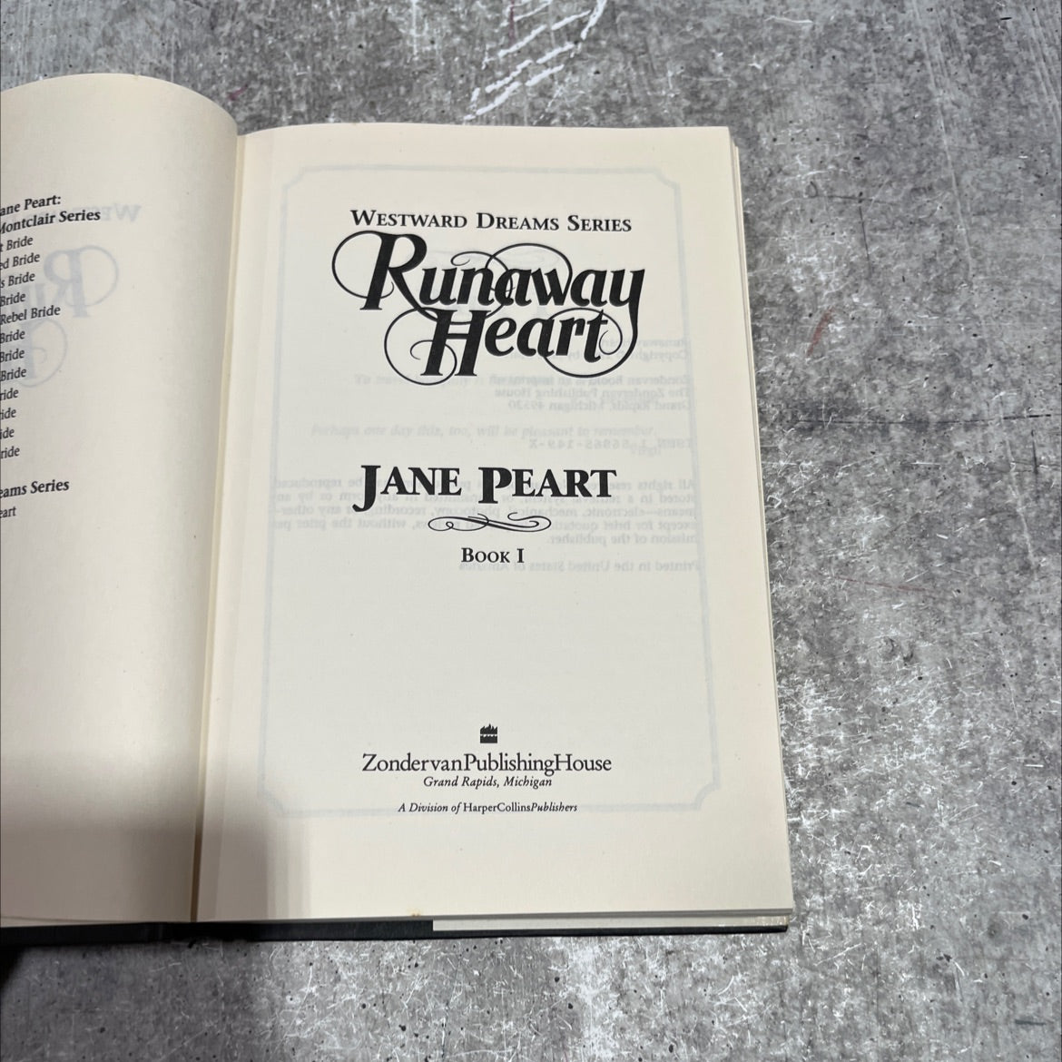 runaway heart book, by jane peart, 1994 Hardcover image 2