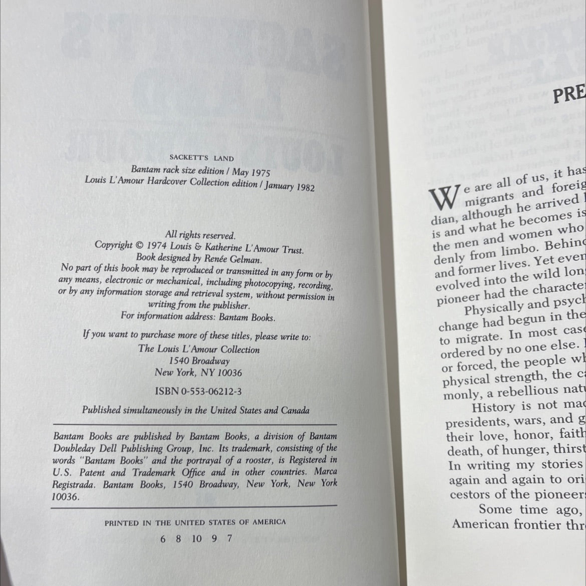 sackett's land book, by louis l'amour, 1982 Hardcover image 3