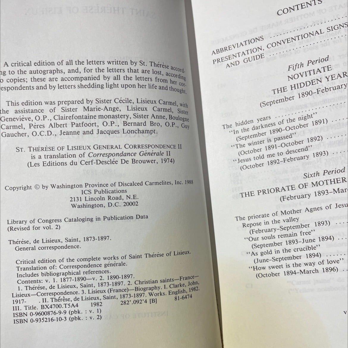 saint thérèse of lisieux general correspondence volume ii 1890-1897 book, by st. thérèse of lisieux, 2000 Hardcover image 3