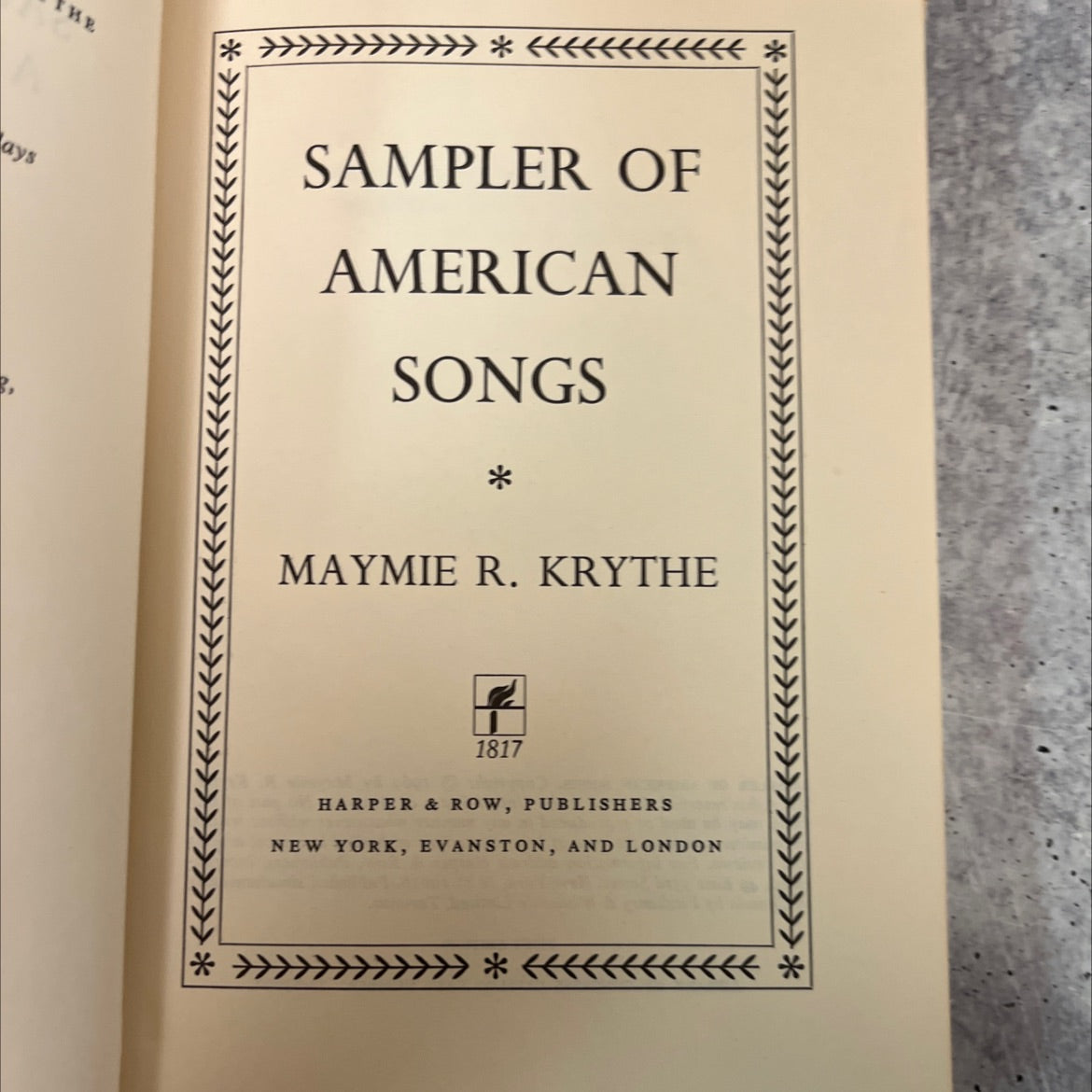 sampler of american songs book, by maymie r. krythe, 1969 Hardcover, First Edition, Vintage image 2