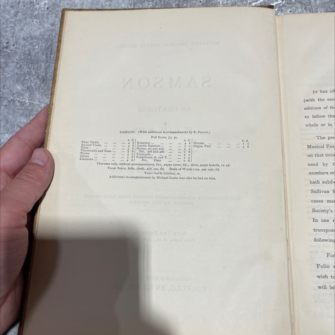 samson book, by g. f. handel, 1742 Hardcover image 3