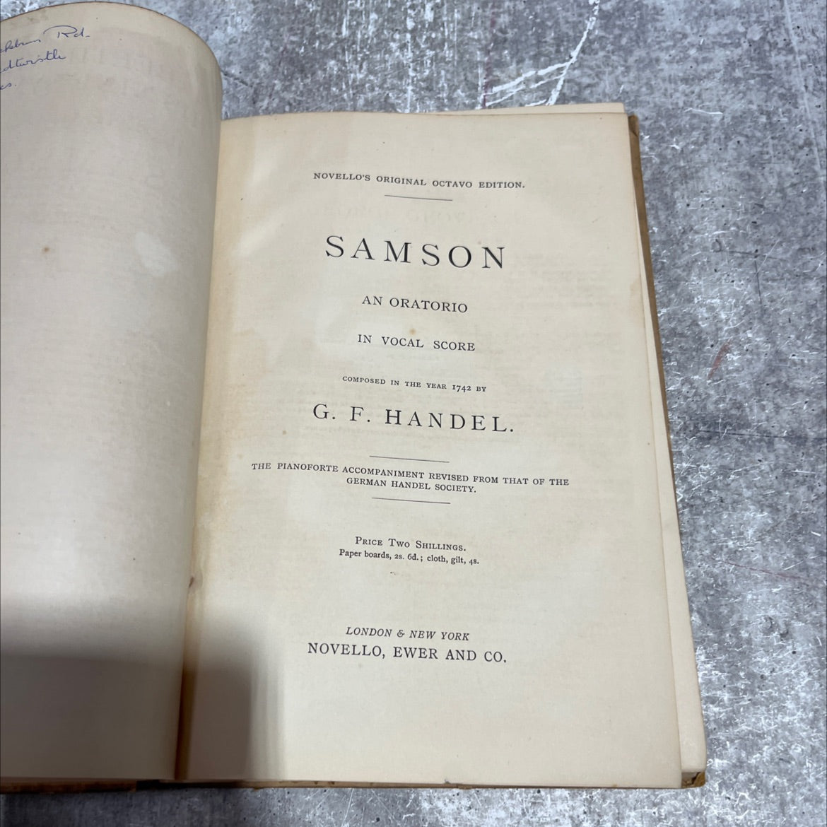 samson book, by g. f. handel, 1742 Hardcover image 2