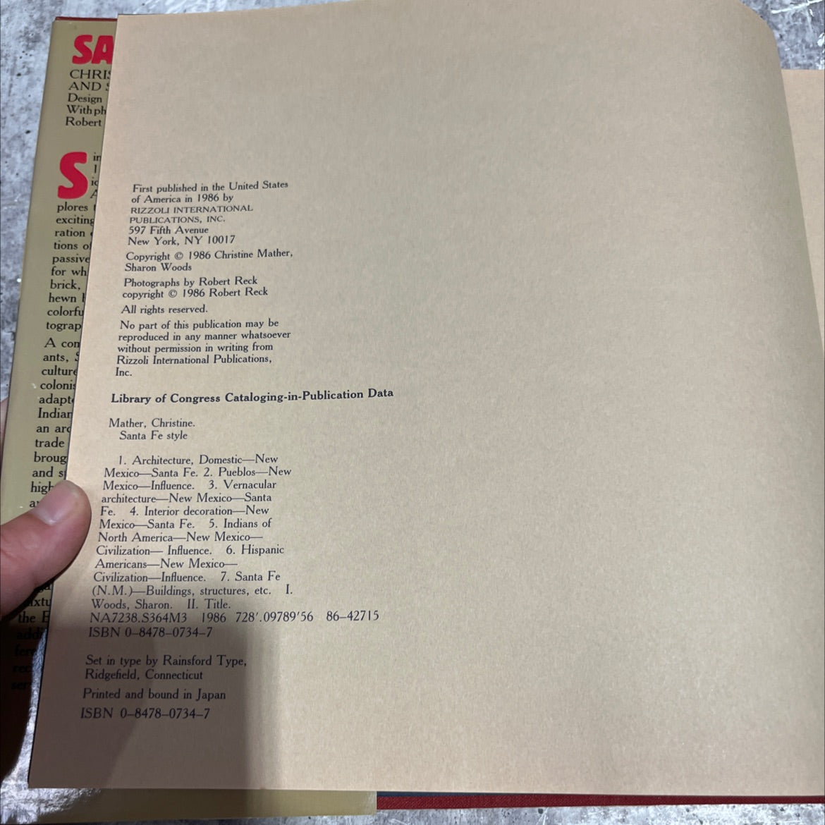 SIGNED santa fe style book, by christine mather, sharon woods, 1986 Hardcover image 3