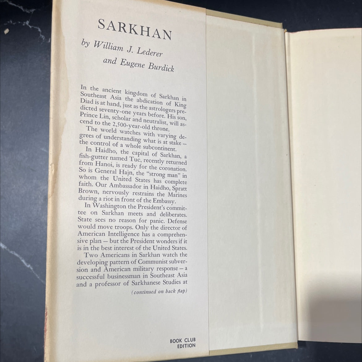 sarkhan b book, by william j. lederer and eugene burdick, 1965 Hardcover image 4
