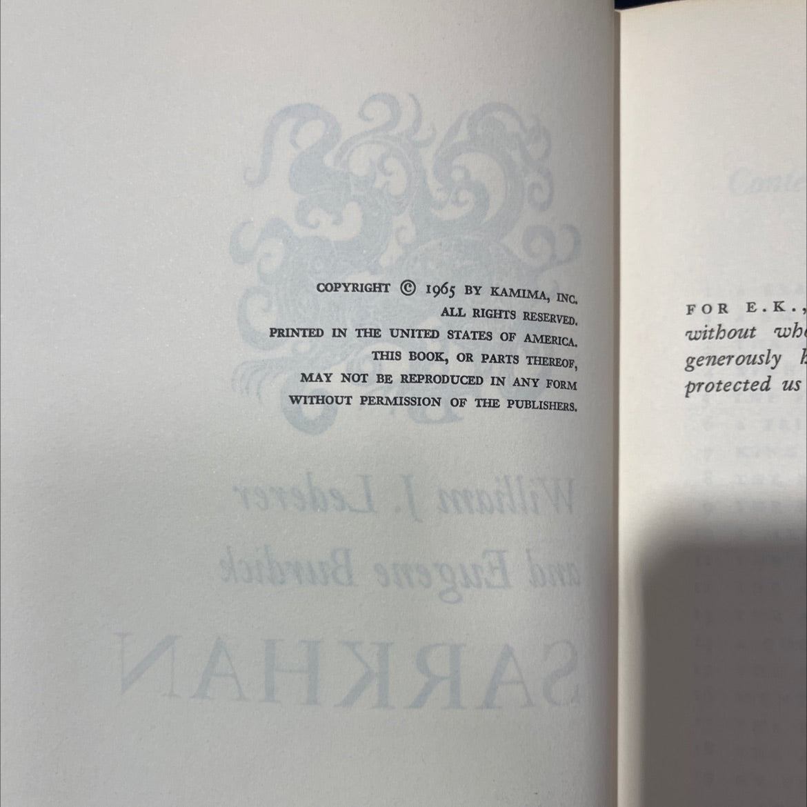 sarkhan b book, by william j. lederer and eugene burdick, 1965 Hardcover image 3