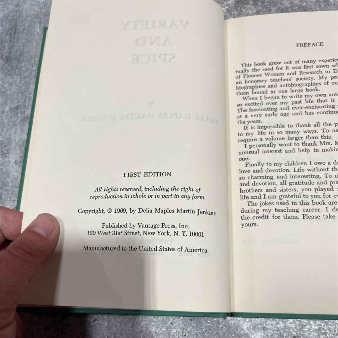 sav a variety and spice book, by delia maples martin jenkins, 1969 Hardcover image 3