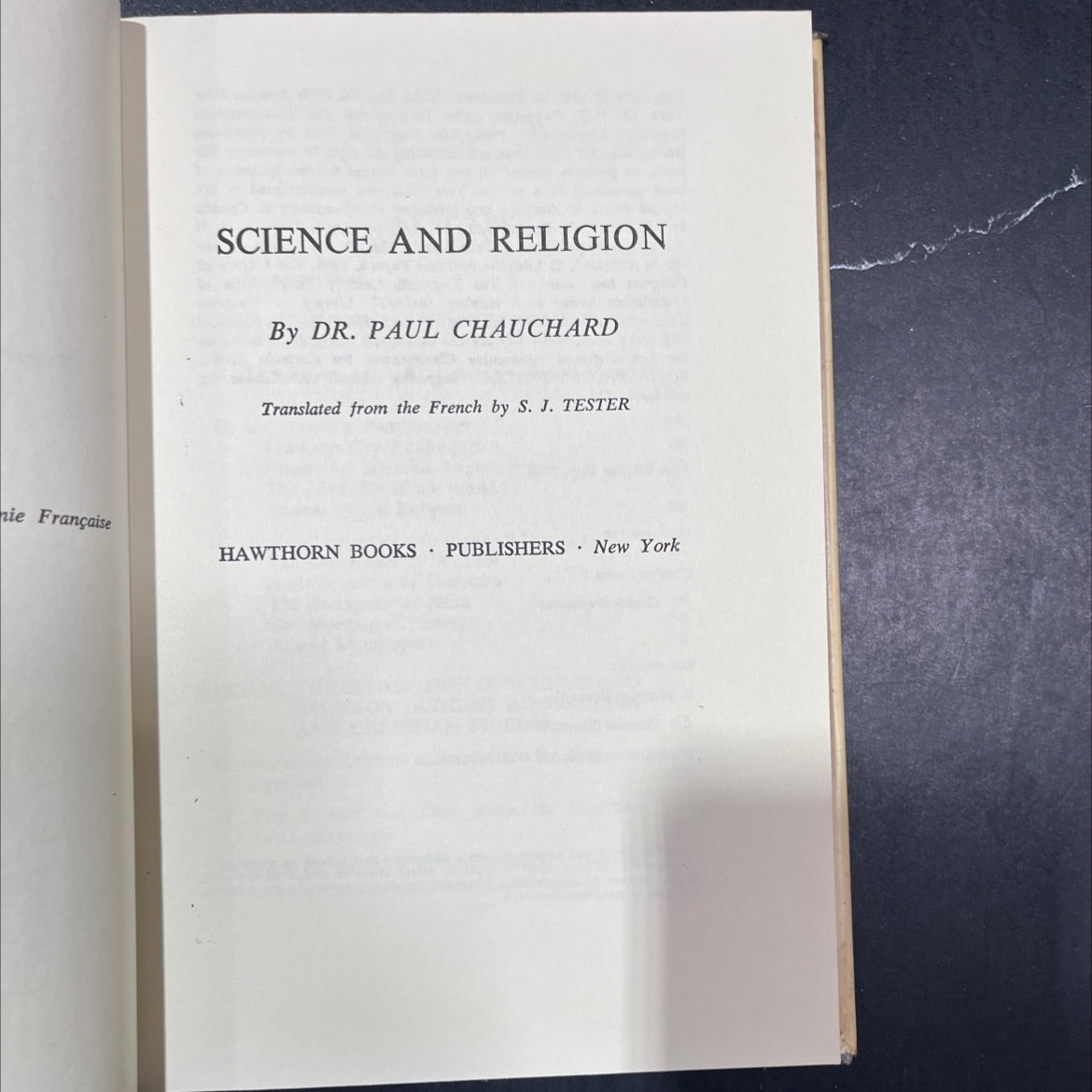 science and religion book, by dr. paul chauchard, 1962 Hardcover image 2