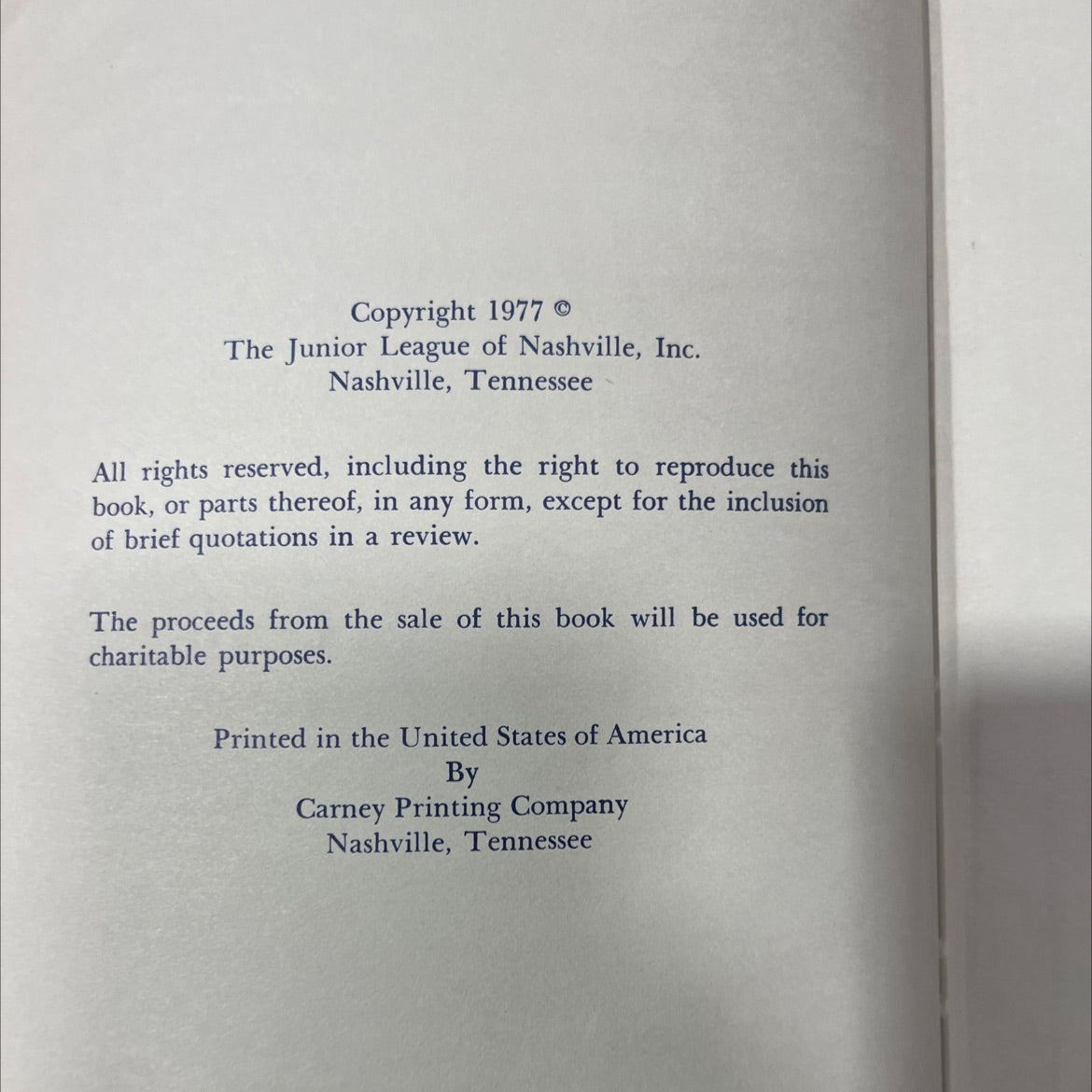seasons encore a cookbook book, by the junior league of nashville, inc., 1977 Hardcover image 3