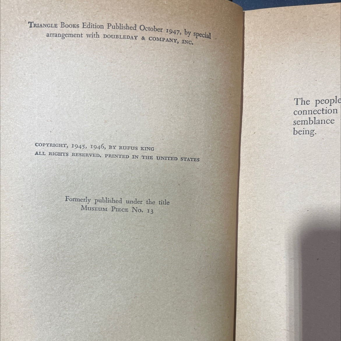 secret beyond the door book, by Rufus King, 1947 Hardcover image 3