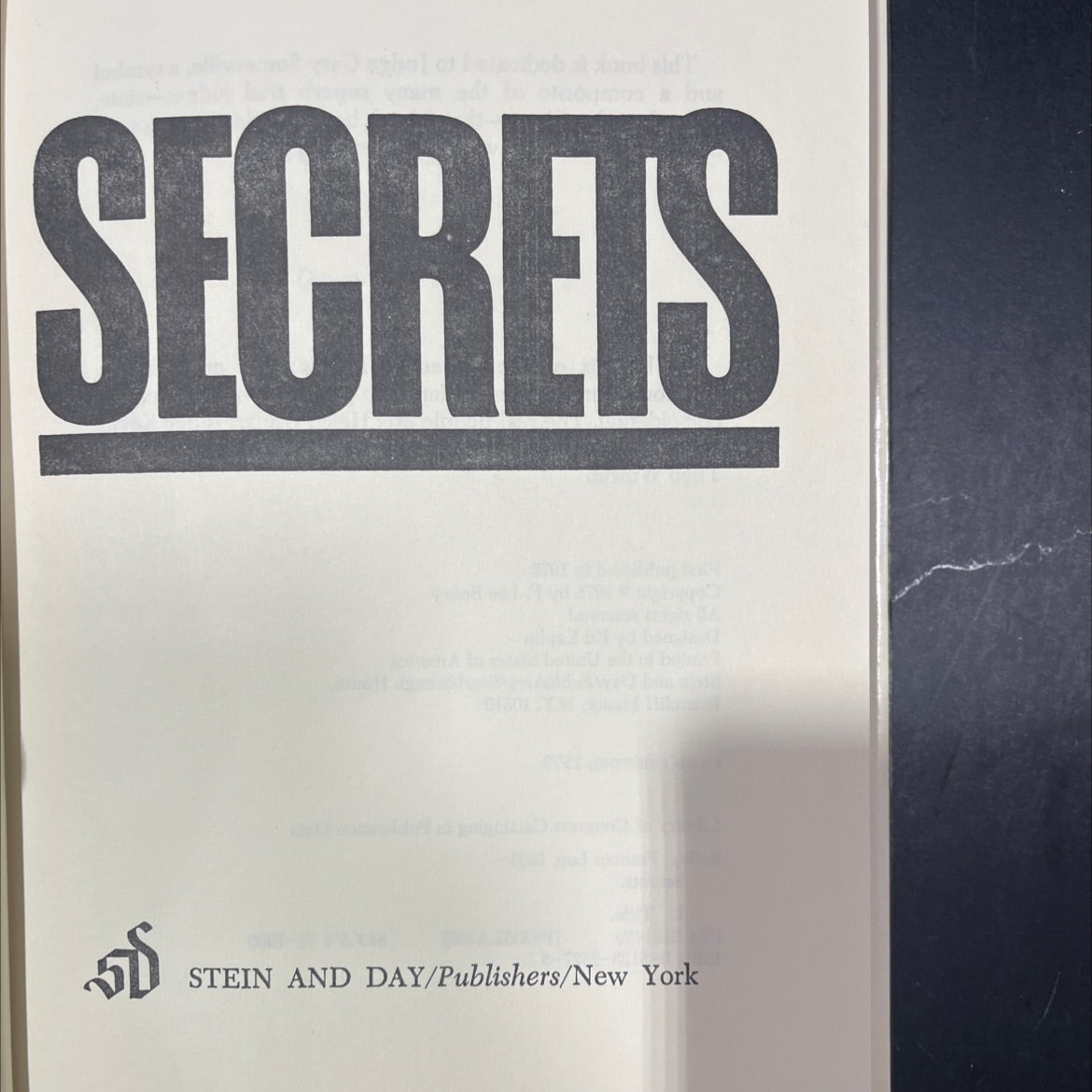 secrets book, by F. Lee Bailey, 1978 Hardcover image 2